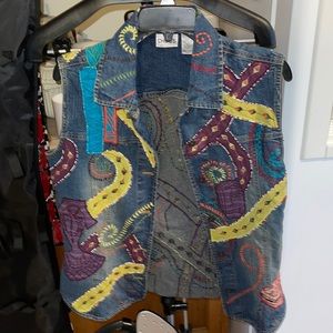 Women Chico’s Denim Embroidered Beaded Vest